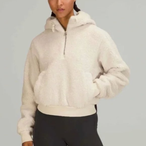 Lululemon Oh So Sherpa Half Zip Trench Hoodie Pullover 4 Kangaroo Pocket Jacket - Picture 1 of 9